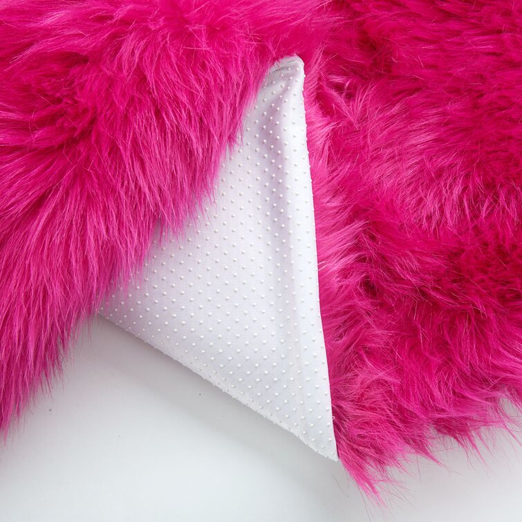 Hot pink clearance faux fur pillow